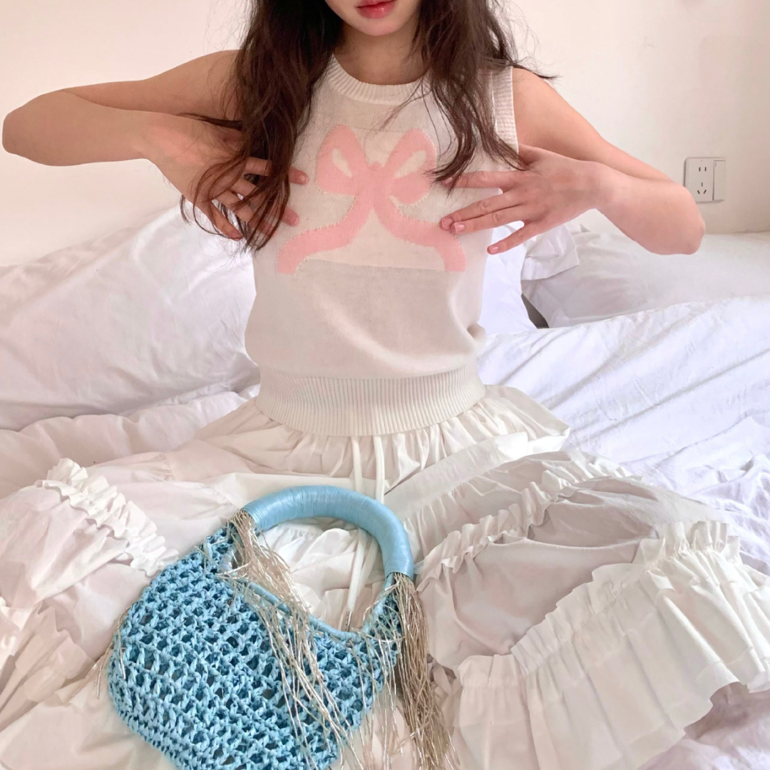 ribbon design sweater vest lf3009