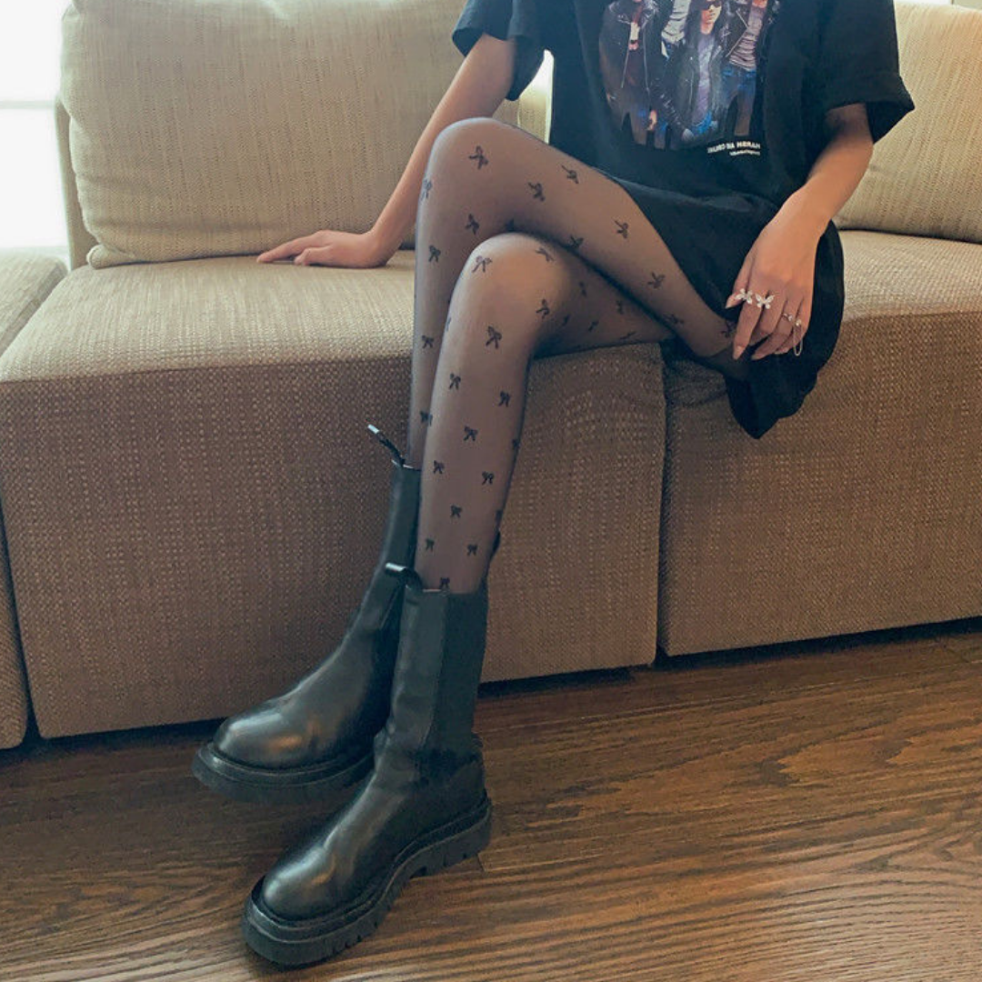 girly pattern tights lf2539