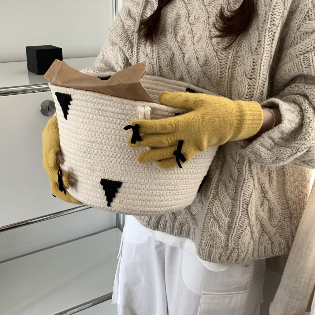 ribbon knit gloves lf2573