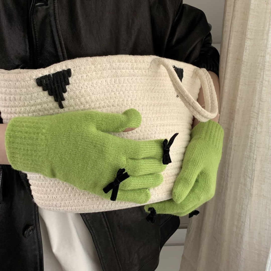 ribbon knit gloves lf2573