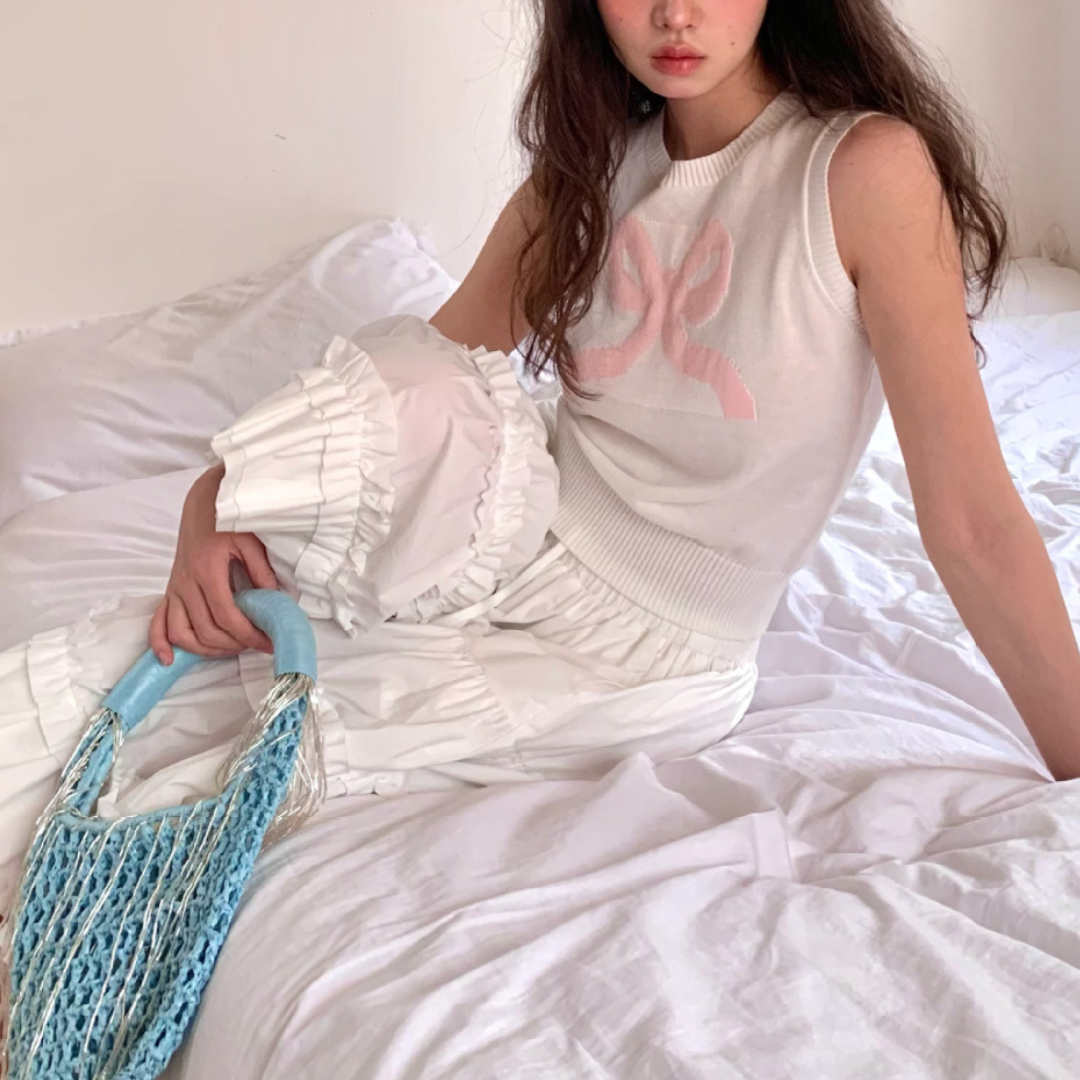 ribbon design sweater vest lf3009