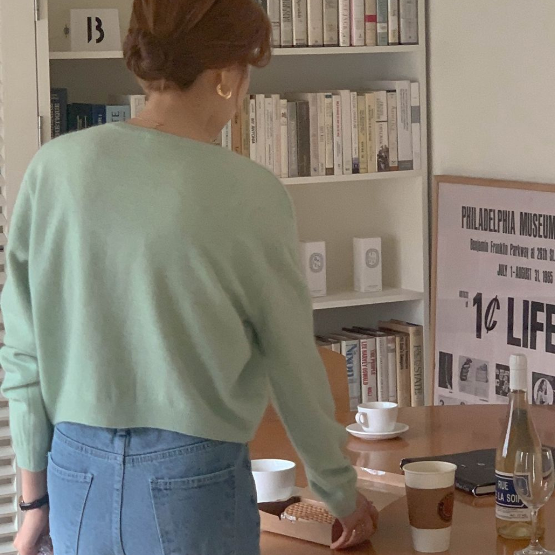 【即納】pale color heart button knit cardigan lf-s1017