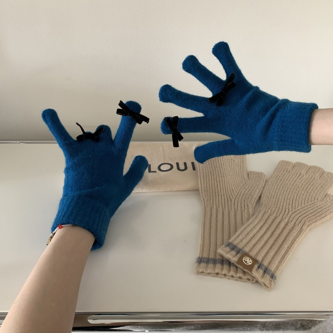 ribbon knit gloves lf2573