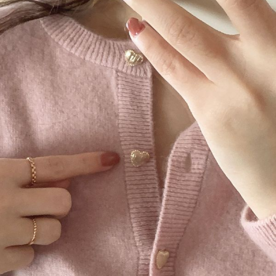 【即納】pale color heart button knit cardigan lf-s1017