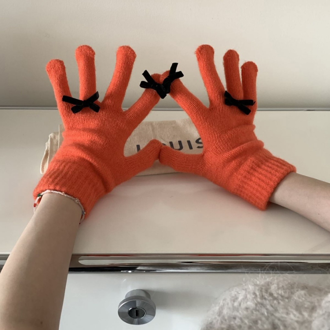ribbon knit gloves lf2573