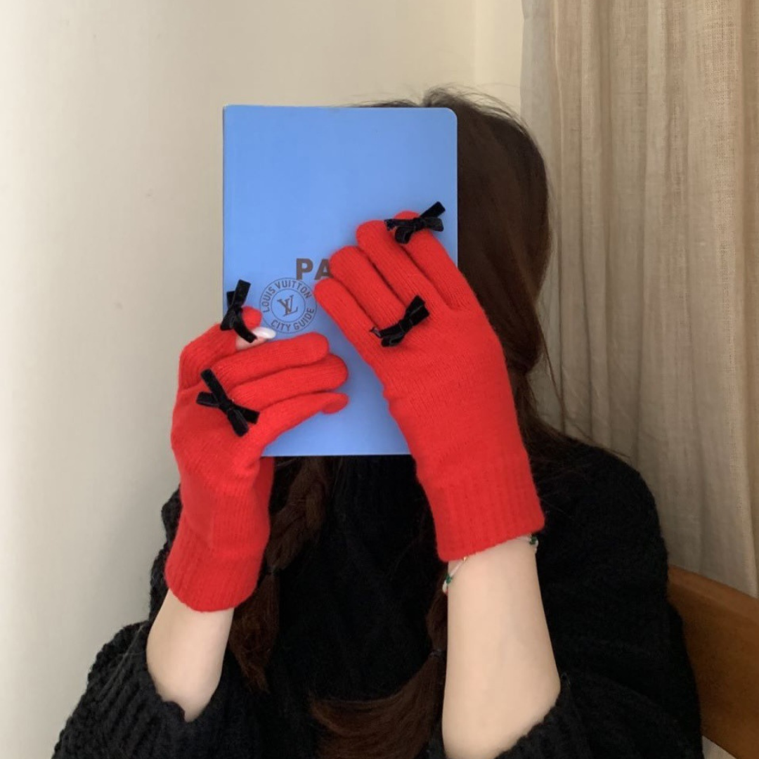 ribbon knit gloves lf2573