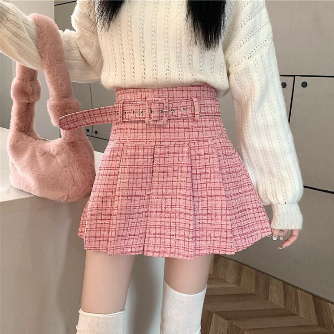 Tweed pleated skirt lf2588