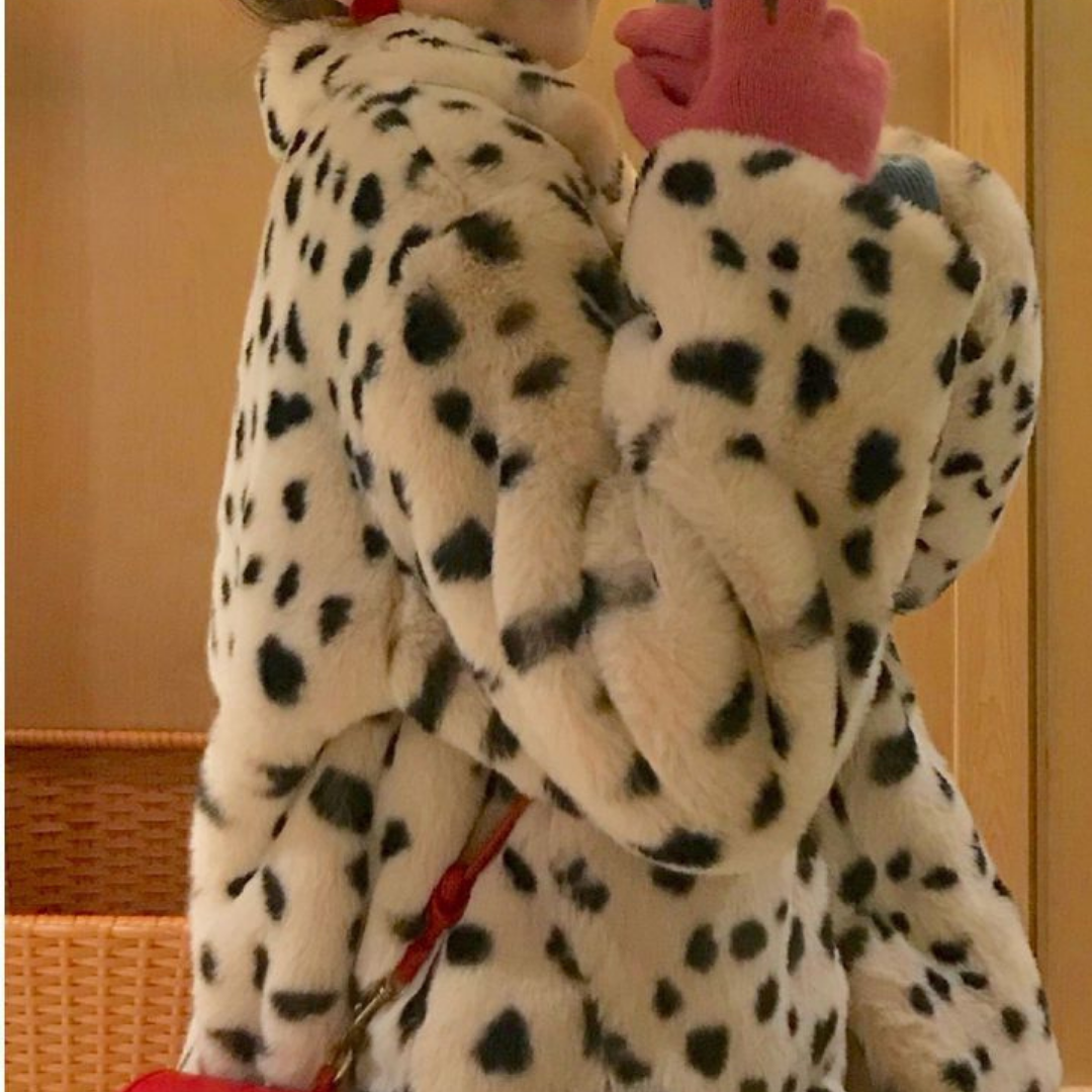 leopard print fur coat lf2672