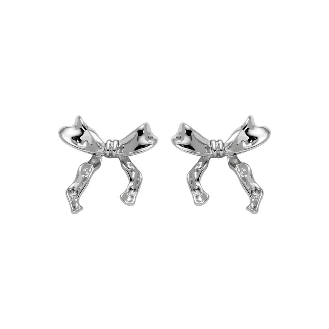 metallic ribbon earrings pierce lf2944