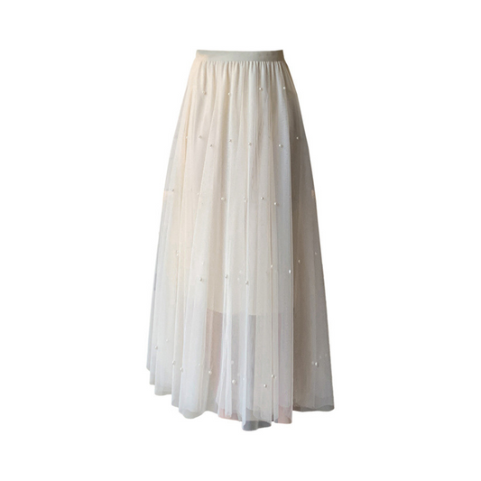 pearl tulle long skirt lf3217