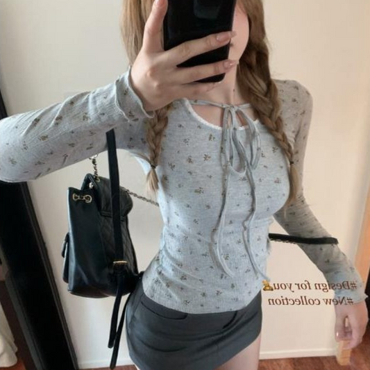 floral gray tops lf2949