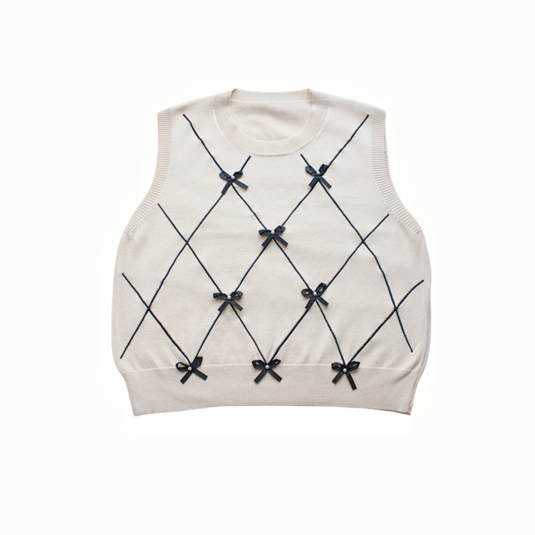 french ribbon knit vest lf2736