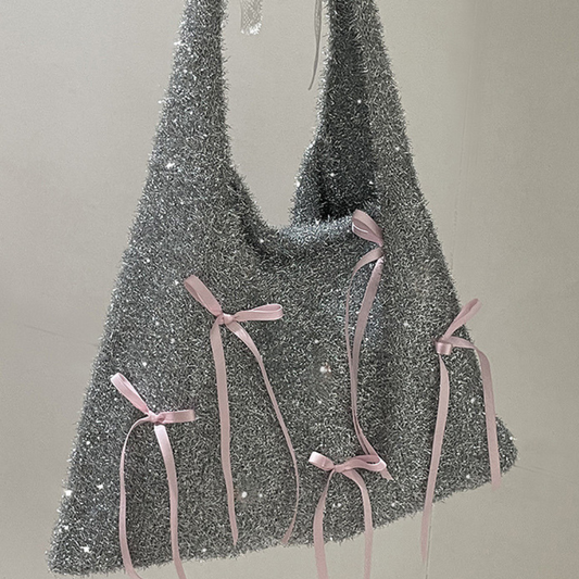 sparkly ribbon tote bag lf3178