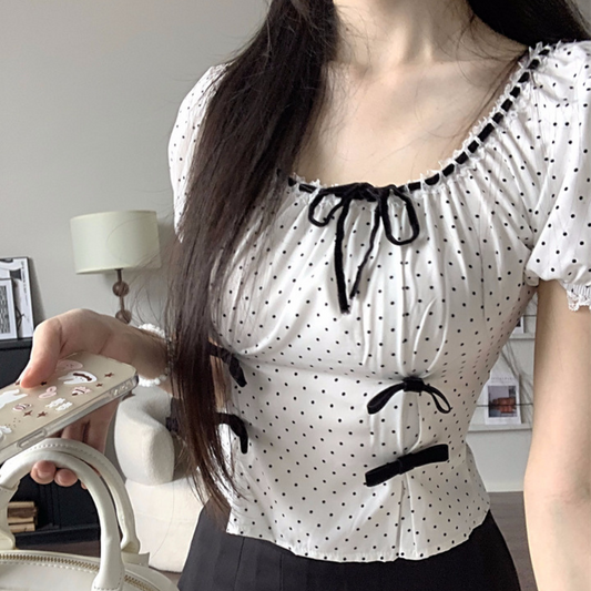 【即納】dot pattern dimensional tops lf3214