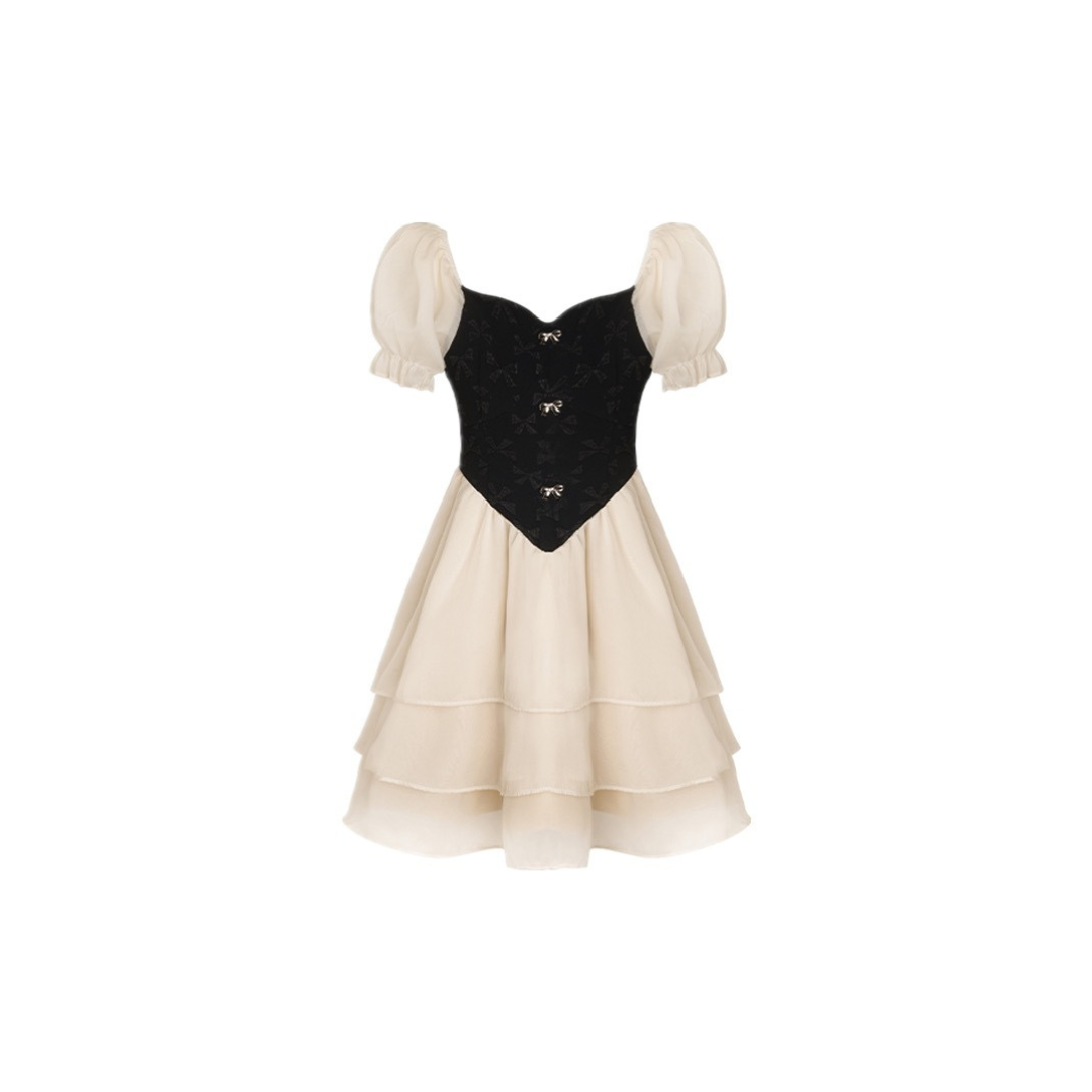 puff sleeve chiffon dress lf2920