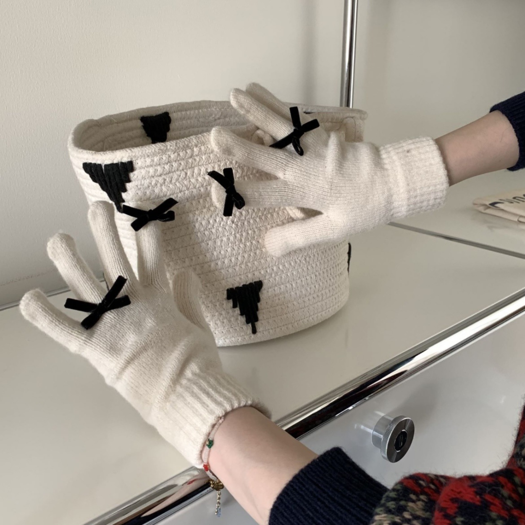ribbon knit gloves lf2573