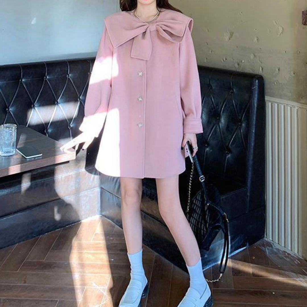big ribbon wool coat lf2678