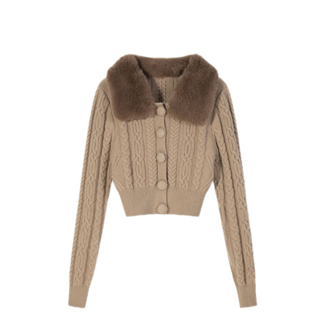【Ranking5位】fur collar sweater lf2708
