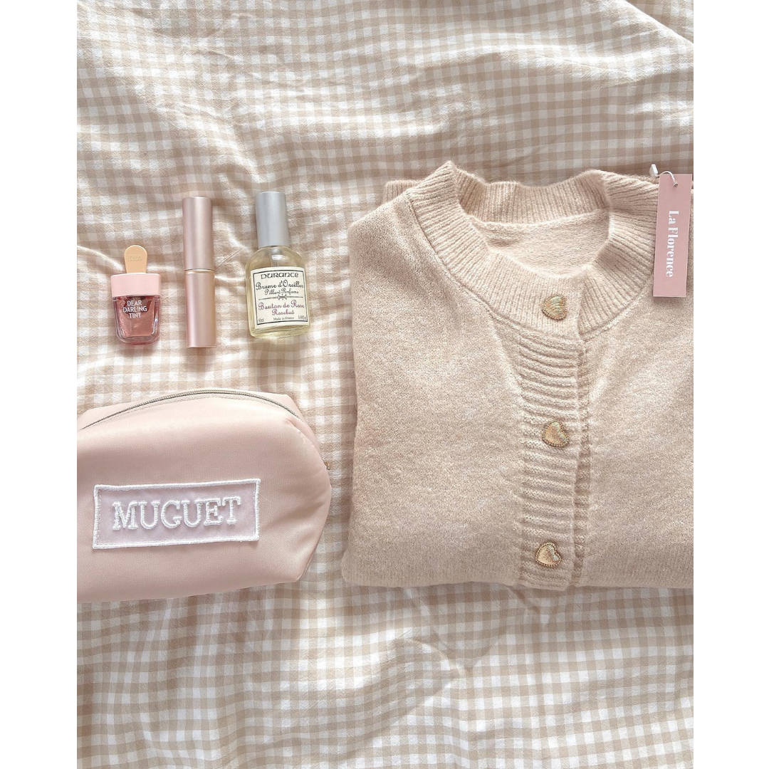 pale color heart button knit cardigan lf2535