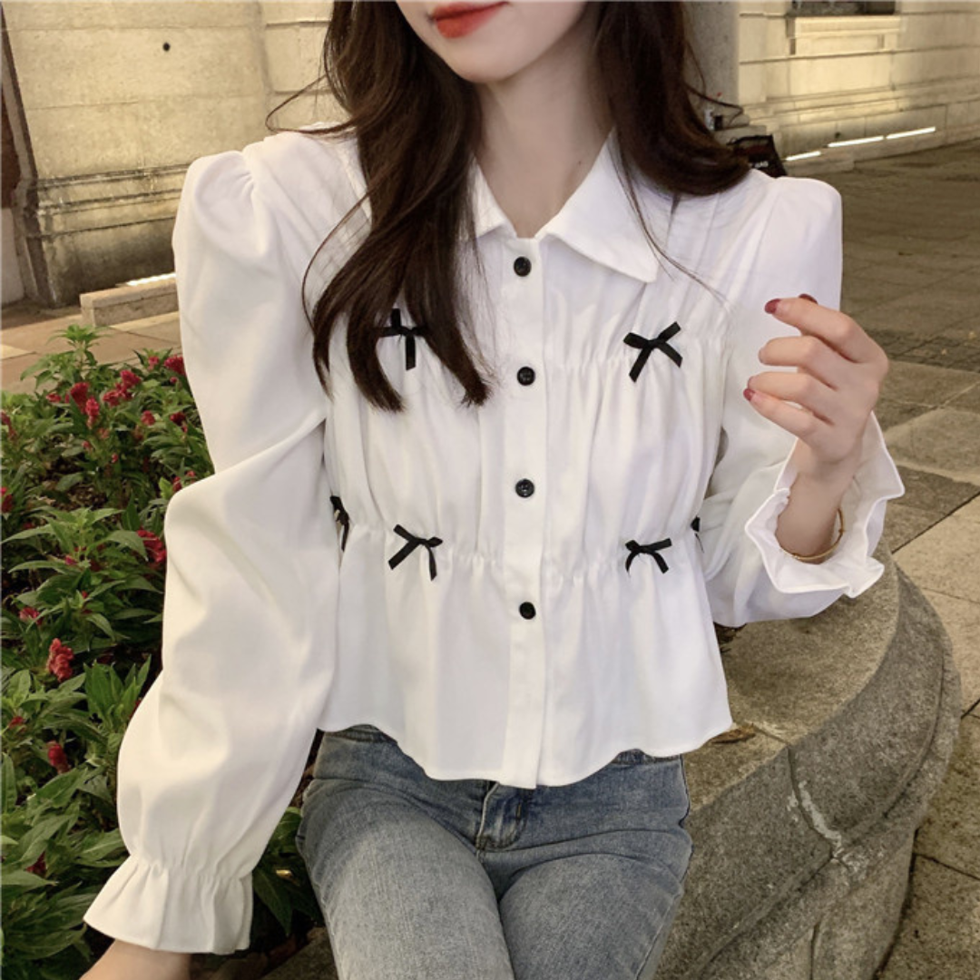 ribbon gathered shirt lf2990