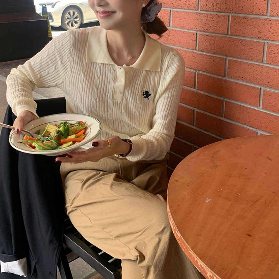 college embroidery sweater lf2674