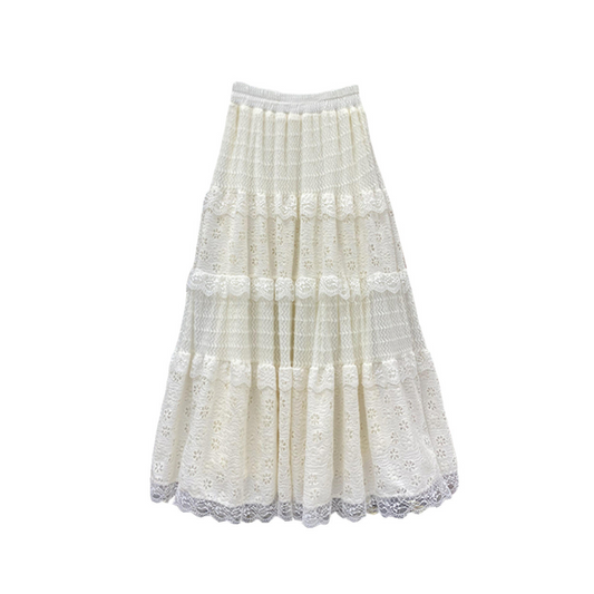 【Ranking2位】【即納】lace rubber long skirt lf3235