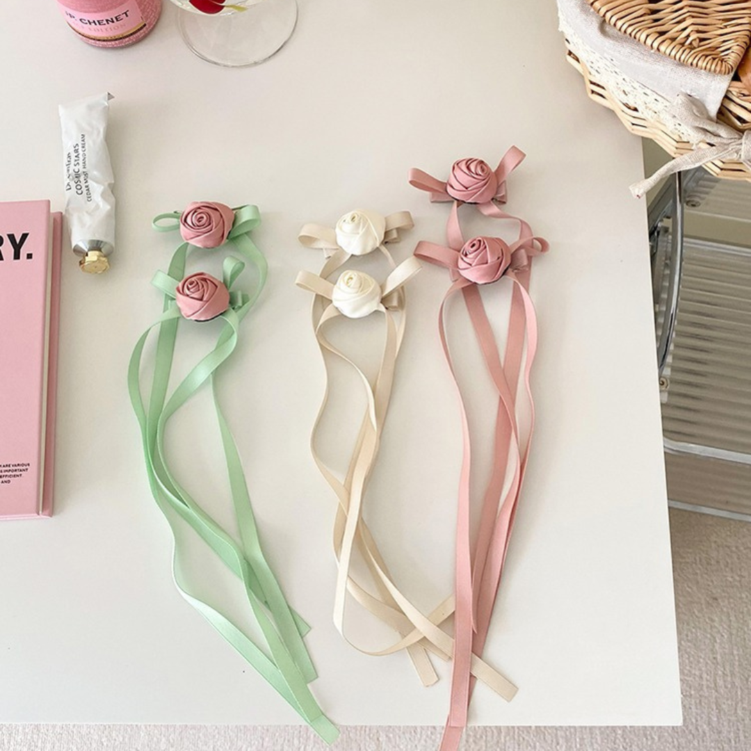 rose ribbon hair clip lf2581