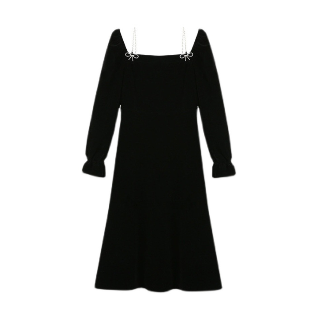 ribbon bijou velvet long onepiece lf2556