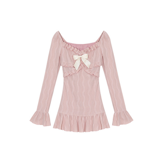 ribbon point frill onepiece lf3117