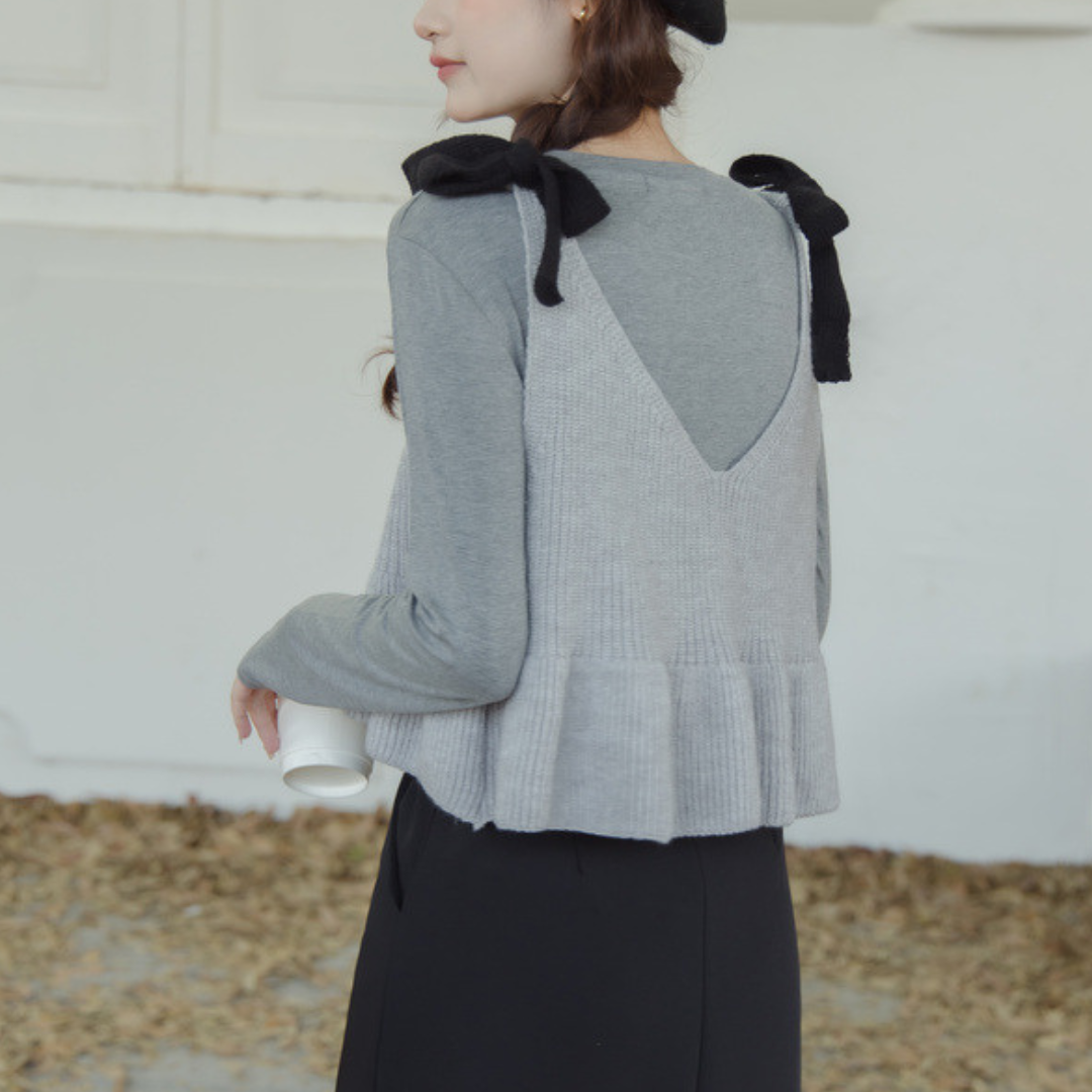 V neck sweater bustier lf2723