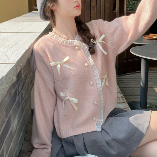 ribbon cardigan lf3325 【即納】