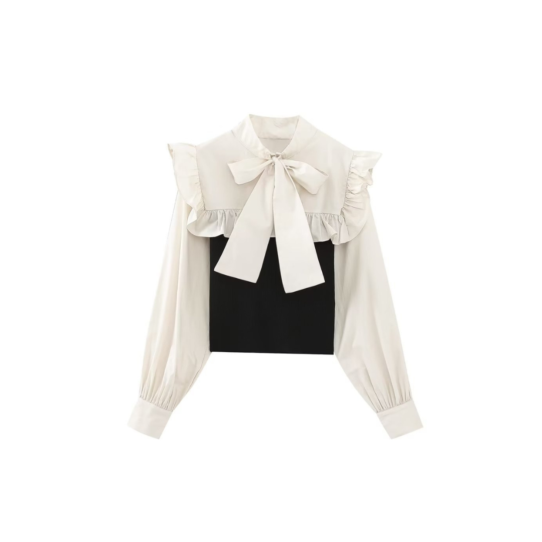 Frilled collar knit blouse lf2664