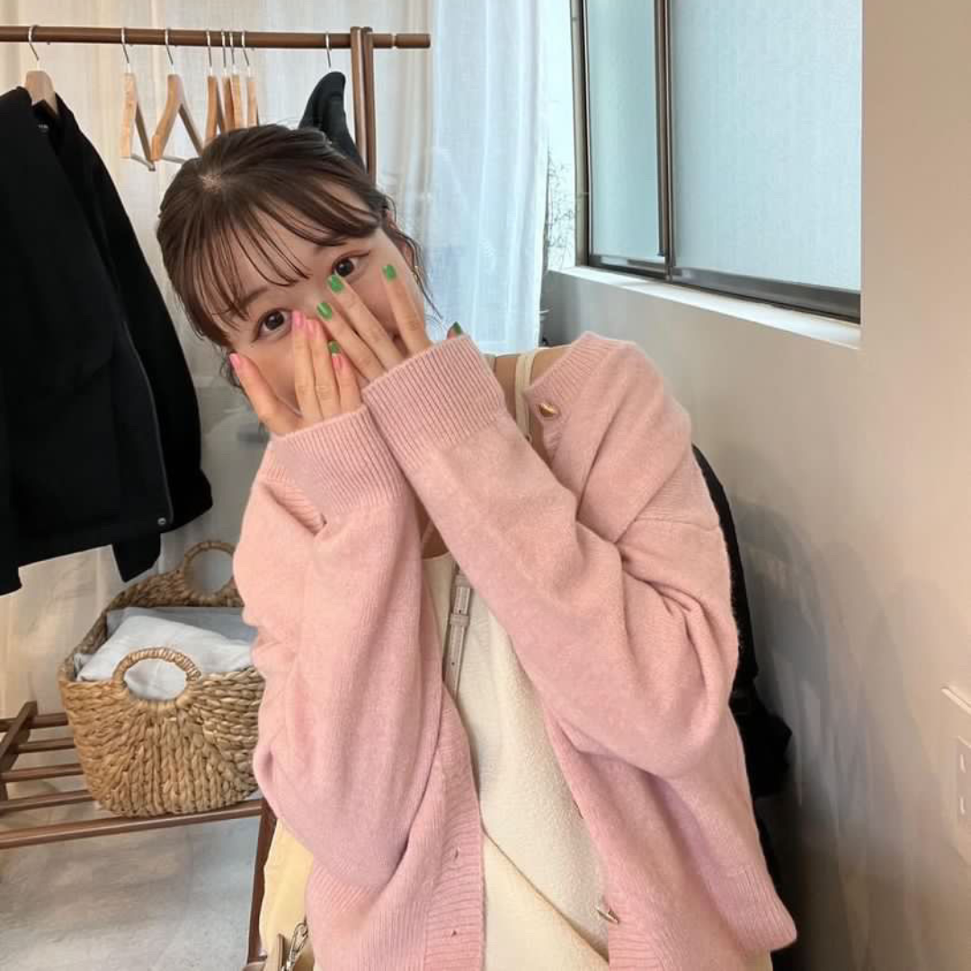 【即納】pale color heart button knit cardigan lf-s1017