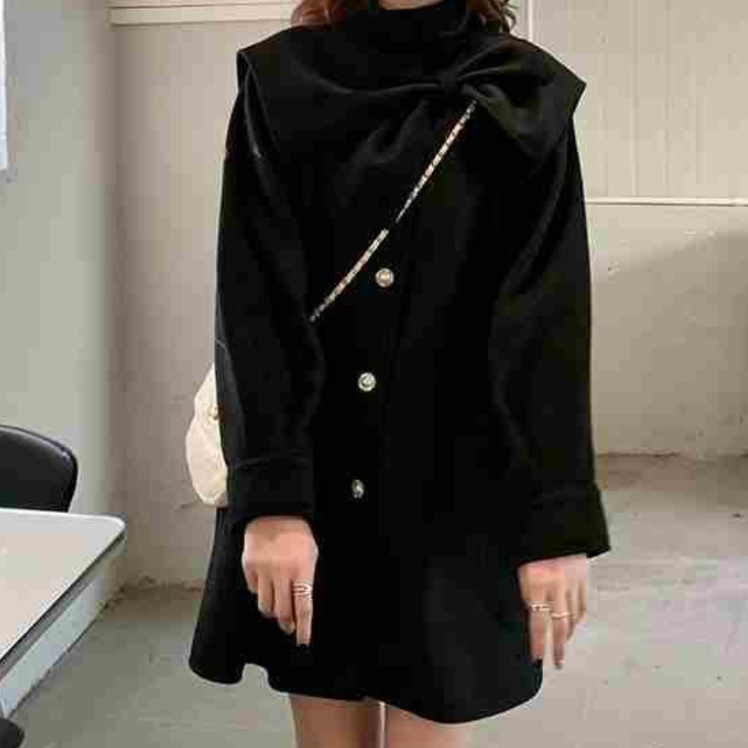 big ribbon wool coat lf2678