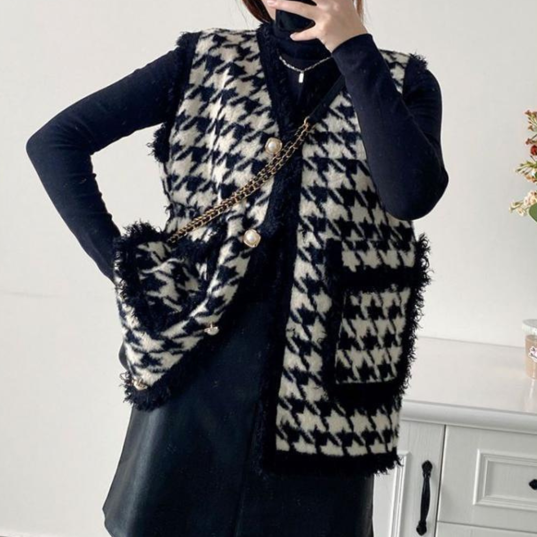 houndstooth vest lf2660