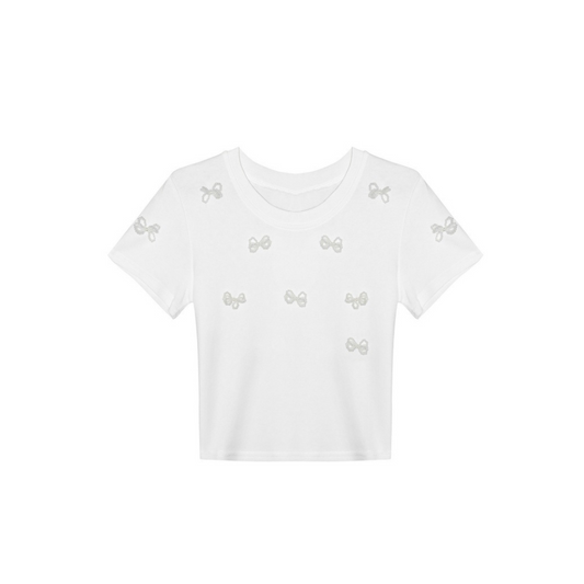 【即納】pearl ribbon t-shirt lf3000