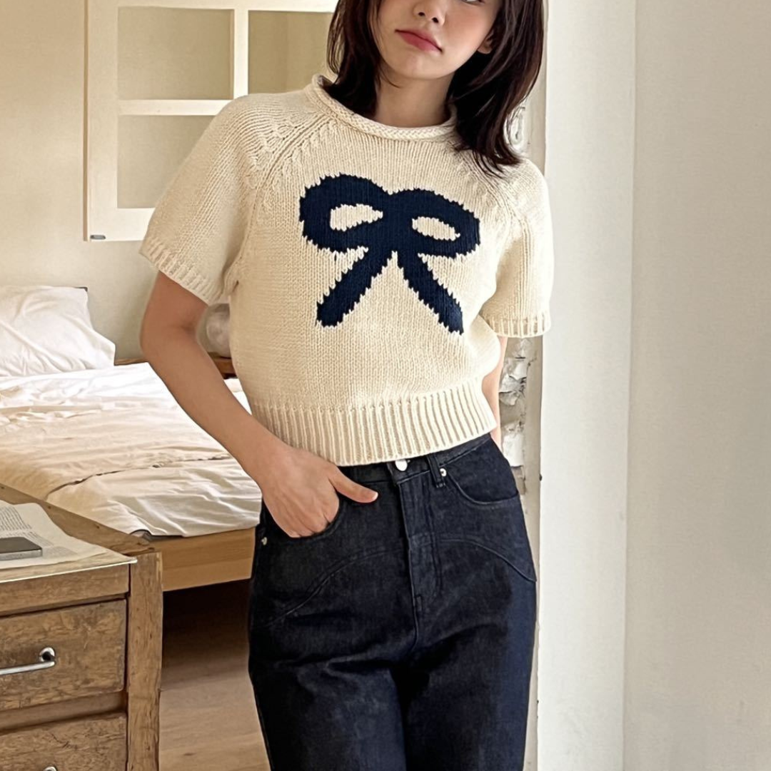 ribbon design summer knit lf3077