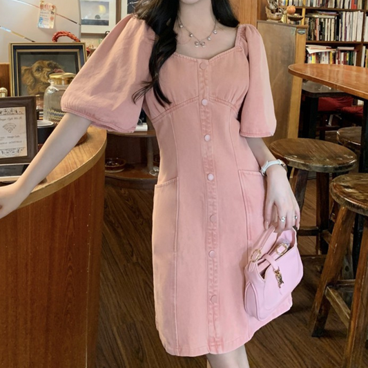 pink denim onepiece lf3250