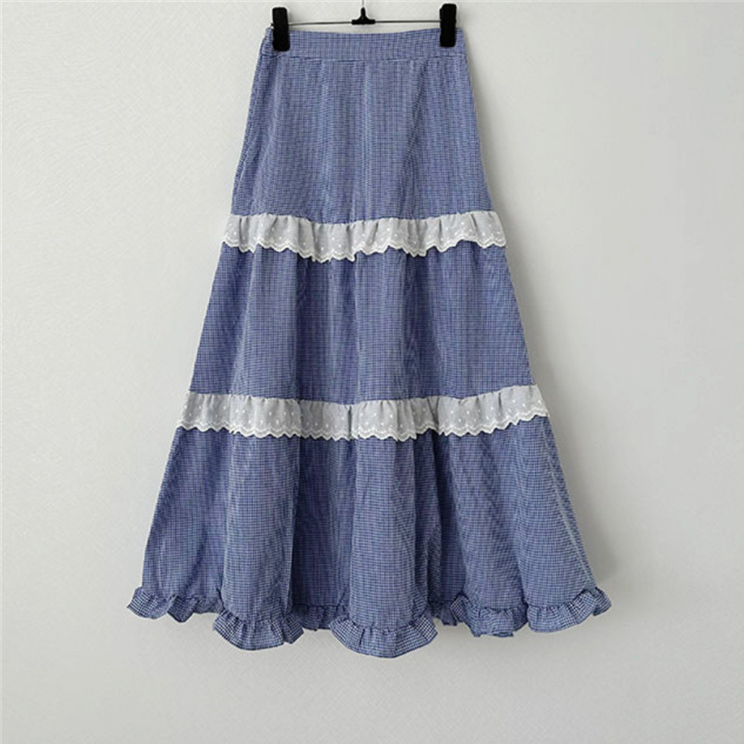 retro check long skirt lf2675