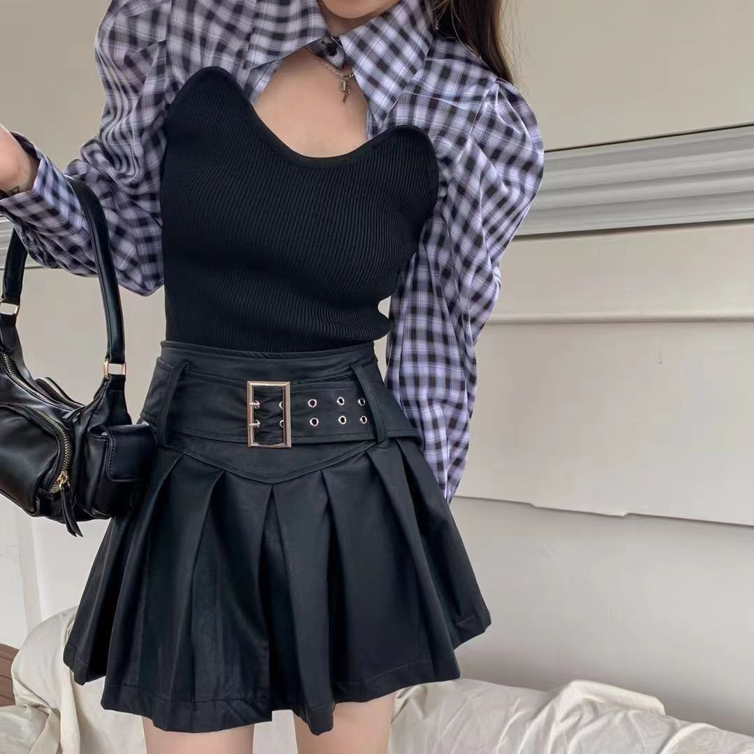 faux gingham shirt lf2673