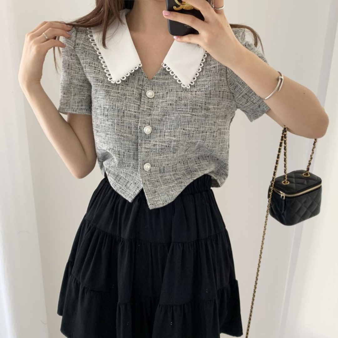 summer tweed short sleeve lf3102