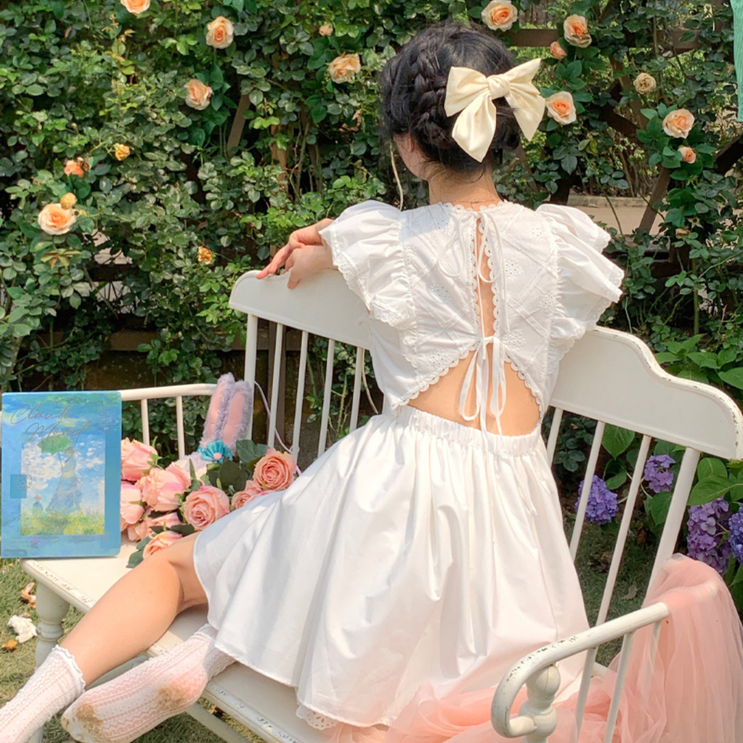 idem】back ribbon frill onepiece 2023AW - ロングワンピース