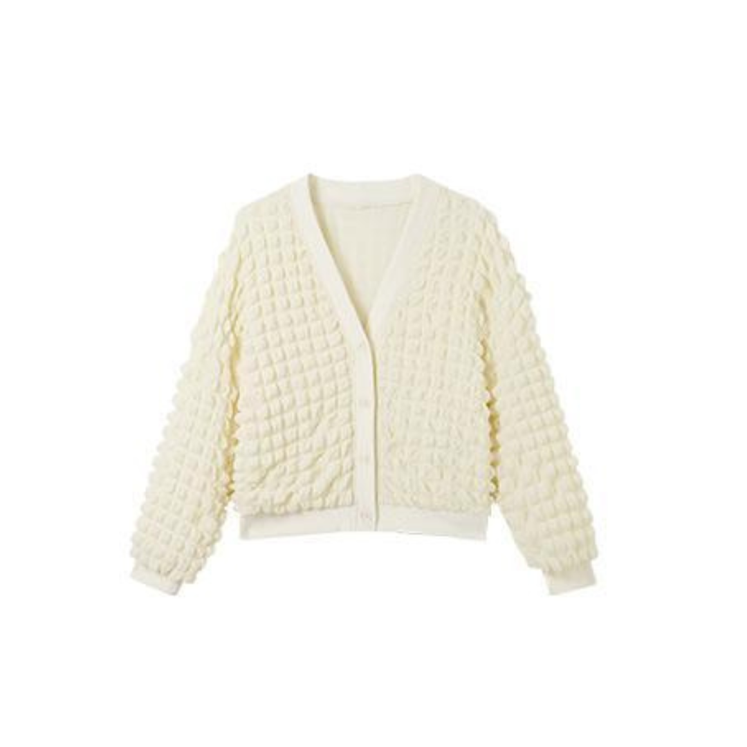 Puff fabric cardigan lf2691