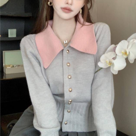 bicolor soft cardigan lf3002