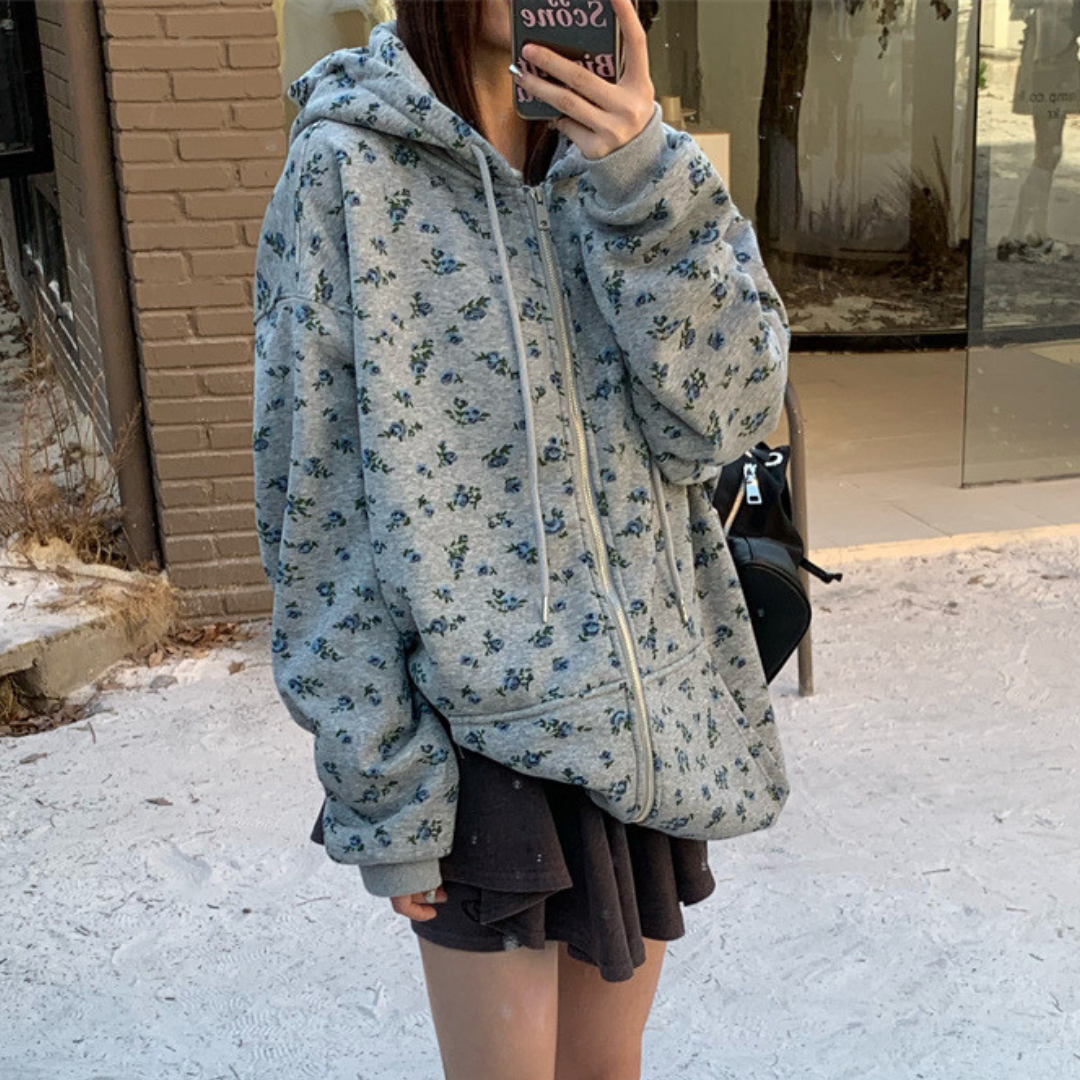 floral pattern hoodie lf3138