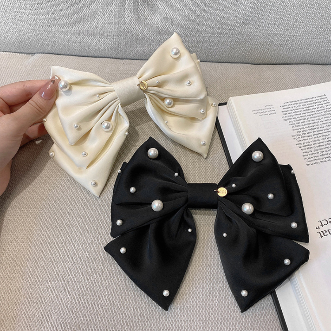pearl ribbon barrette lf2564-1【即納】