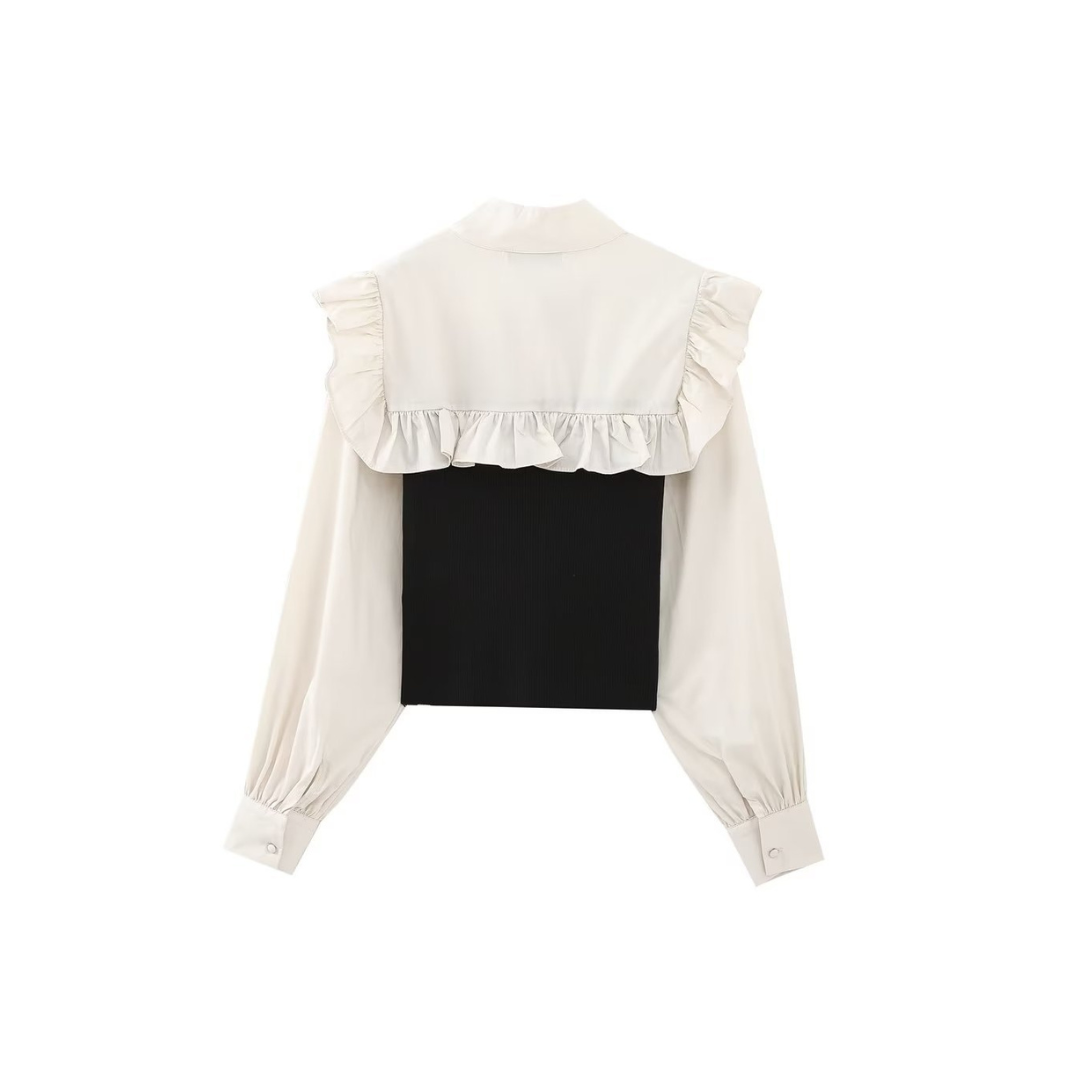 Frilled collar knit blouse lf2664