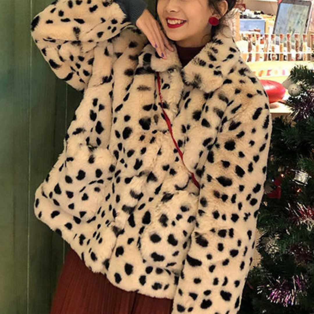 leopard print fur coat lf2672