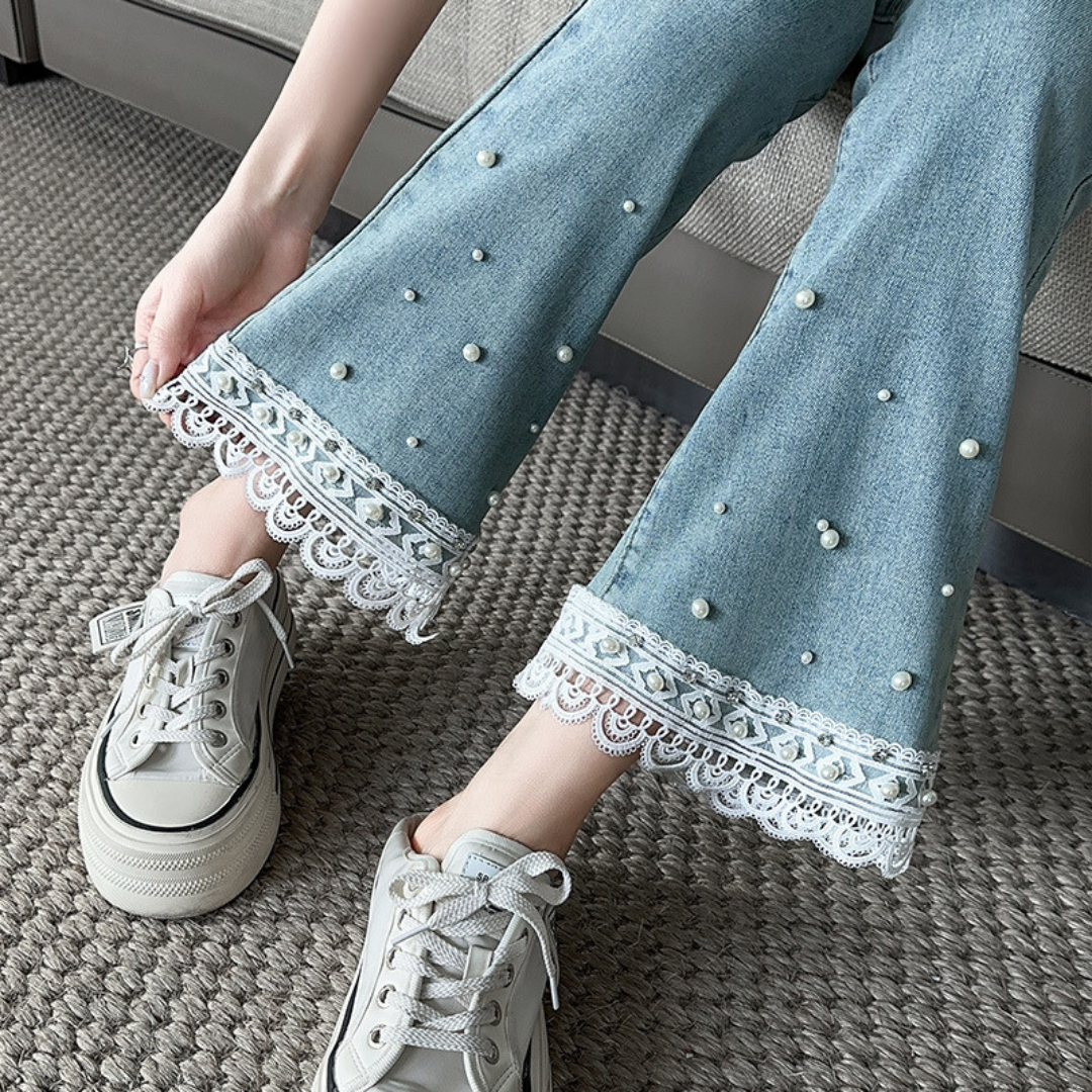 hem lace pearl denim lf3249