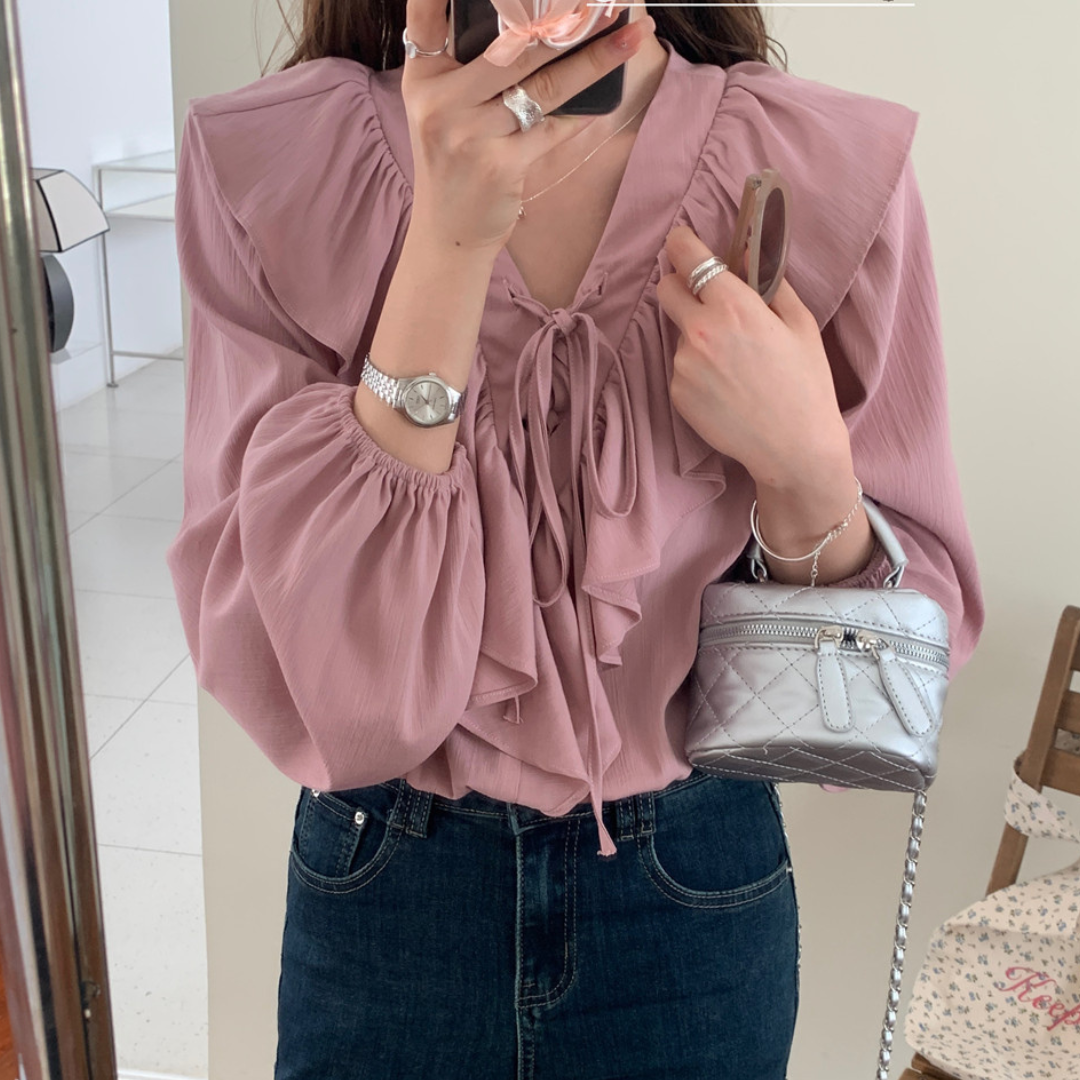 french ruffle shirt lf2693